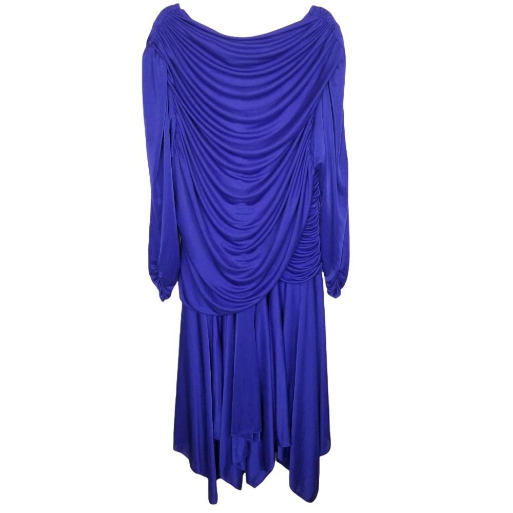 David Rose Women's Vintage Blue Satin Long Sleeve